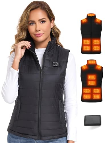 Baowenqier Heated Vest Women with 15 Heat Zones Heated Gilet with 10000mAh Power Bank 3 Heat Settings Heated Body Warmer for Outdoor Ski Riding Hiking