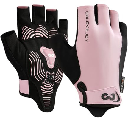 flintronic Fahrradhandschuhe Halbfinger, Radsporthandschuhe rutschfeste und Stoßdämpfende mit 6mm Polsterung, Atmungsaktiv Radsporthandschuhe für Mountainbike, Rennrad, Fitnessstudio (Rosa B)