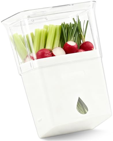 VEGOATY Kräuter Aufbewahrung Herb Keeper Fridge, Kühlschrank-Kräuter-Frischhaltebehälter mit 3herausnehmbare Trennwände, Kräuteraufbewahrung für Koriander, Petersilie, Spargel, Keep-Frische-Becher