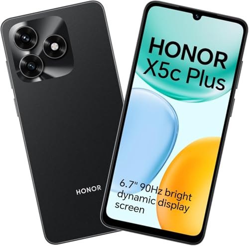 HONOR X5c Plus Telefonos Moviles 4G, Smartphone 4GB 256GB, 6.74 Pulgadas Pantalla Dinámica Brillante de 90Hz, Cámara Dual Ultra Clara de 50MP, Batería de 5130mAh, Android 15, Medianoche Negro