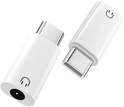 Wvoillty USB-C auf 3,5 mm Klinke Kopfhörer Adapter (2er Pack), Typ C Audio AUX Dongle kompatibel mit iPhone 15/16/17 Pro/Max, Galaxy S24/S23/S22, iPad Air/Pro, MacBook, Pixel – Weiß