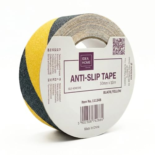 IDEA HOME Antirutschband PVC Selbstklebend 50mm x 10m Grip Tape Warnmarkierung Gelb Schwarz
