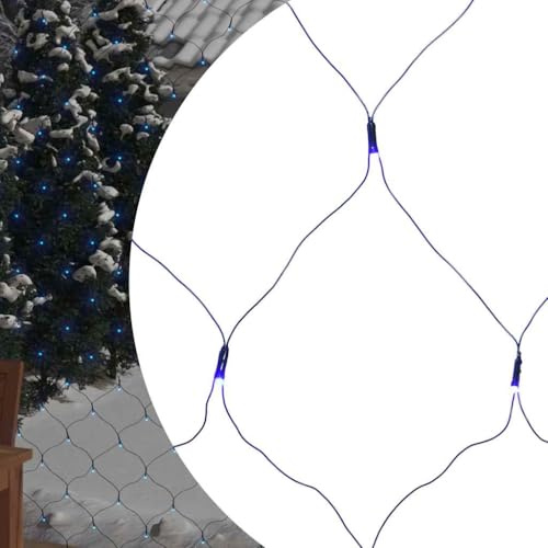 GeenYuu LED-Lichternetz Blau 3x3 m mit 306 LEDs, PVC Material, 5 m Verlängerungskabel, IP44 Wasserdicht, 8 Lichtfunktionen, für Innen und Außen, Weihnachtsdeko Garten Balkon Terrasse