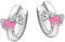 CLEVER SCHMUCK Silberne Mini Kindercreolen Ø 10 mm mit Pony rosa lackiert und mehreren kleinen Zirkonias glänzend STERLING SILBER 925