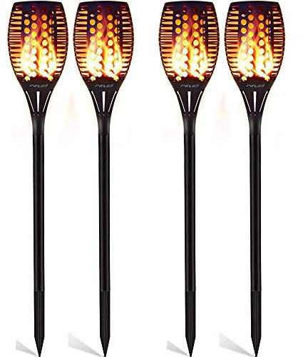 4 Stück Solarlampen Für Außen Garten 96 LED Gartendeko für Draußen leuchtet automatisch ein/aus mit Lichtsensor im Freien Solarbeleuchtung warmes Licht Gartenbeleuchtung wasserdicht IP65