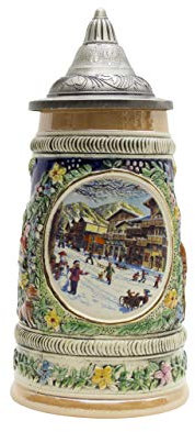 0,55 Liter | OktoberfestHaus in Deutschland Bierkrug mit Deckel - Deutsche Geschenke für Männer Sammlerstück Bierkrüge & Themed Deutschland Bierkrüge für Bierliebhaber Geschenkidee