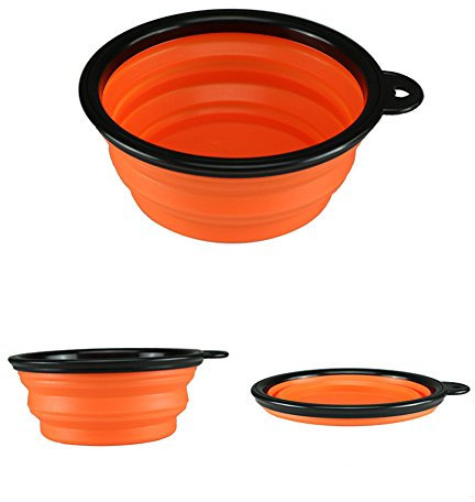 Morbuy Cuencos para Perros, Gato Recipiente para Perros Plato Silicona para Perro Gato con Mosquetón Comedero para Mascotas Bebedero Portátil Plegable de Viaje Cuenco Recipiente (Naranja 1pcs)