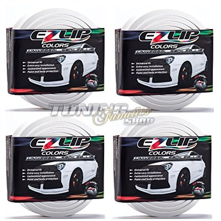 EZ-Lip Seitenschweller Spoiler Gummi Lippe Frontspoiler Set für viele Fahrzeuge (freie Farbwahl), Farbe:Weiss, Spoilerlippe:Set 2 (4 Rollen)
