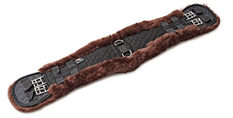 Engel Reitsport | Lammfell Sattelgurt Dressur Kurzgurt Konturgurt EGURT-70-SCH-MOC schwarz/Mocca 28 70cm