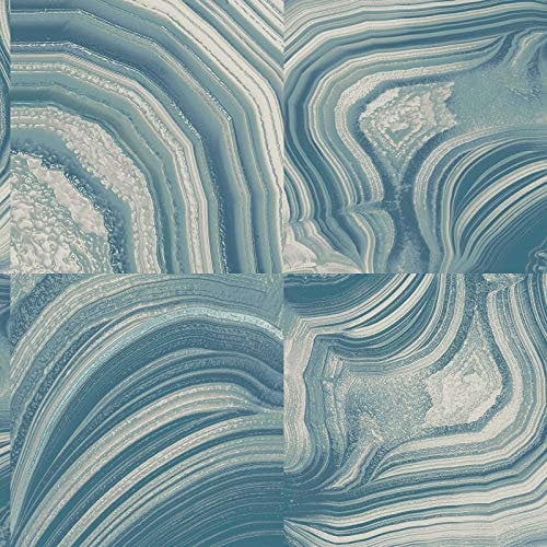 CROWN Emporium Savoy Teal Wallpaper M1466 - Faux Stone Tile Marble Effect