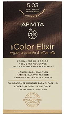 Coloración permanente 5.03 marrón claro natural dorado My Color Elixir Apivita