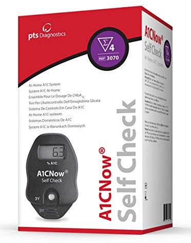 A1CNow Self Check at-Home A1C System | 4 Test Kit | Quickly & Easily Measure Long-Term Blood Glucose Value HbA1C & Monitor Glycaemic Control Preventively and in Patients with Diabetes | VAT Relief