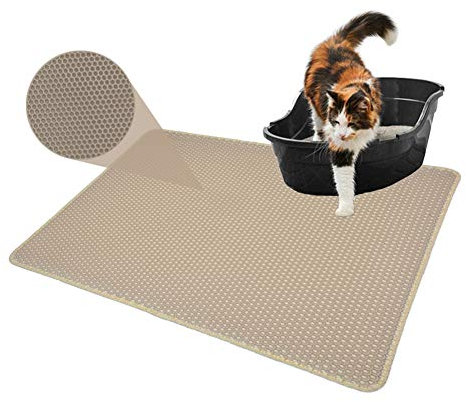 Nwayd Katzenklo Matte,Streufangmatte,Waben-Doppelschicht-Design Wasserdichtes,urinbeständiges Material,Leicht zu reinigende Streukontrolle,Erhältlich in 12 Größen und 10 Farben.beige-30 * 30cm