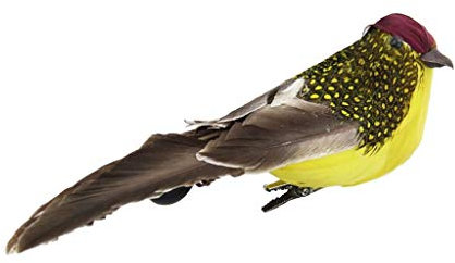 Fenteer Künstliche mit Feder Gartenfigur Vogel Zaun Balkon Garten Deko, Gelb