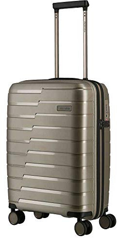 Travelite 4-Rad Handgepäck Koffer mit TSA Schloss erfüllt IATA-Bordgepäckmaß, Gepäck Serie AIR Base: Funktionaler Hartschalen Trolley im coolen Look, 075347-40, 55 cm, 37 Liter, Champagner (beige)