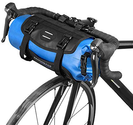 Lixada Waterproof Front Bicycle Bag, Bike Front Frame Handlebar Pannier Rack with Wheel, Dry Bag Top Closure 3L-7L Adjustable (Blue)