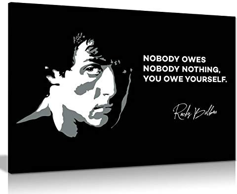 Leinwanddruck, Zitat You Owe Yourself, 45,7 x 30,5 cm, Schwarz / Weiß