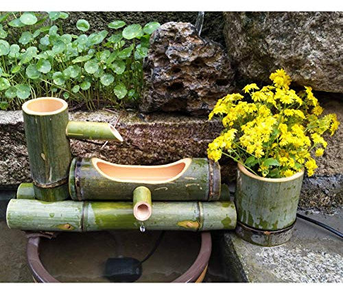 SLRMKK Bamboo Fountain Japanese Garden Decoration Feng Shui Waterfall Feature,Length50cm