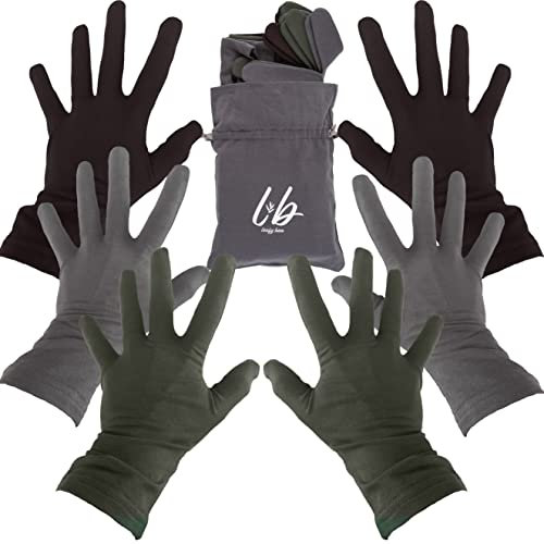 Bamboo Gloves for Eczema, Small, Women, Dry Hands, Overnight Moisturising Gloves, 3 Pairs