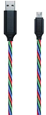 2GO Câble de données et de charge micro USB tricolore - Câble LED tricolore - 100 cm - Fiche en aluminium - Pour tous les appareils munis d'un port micro USB 797145