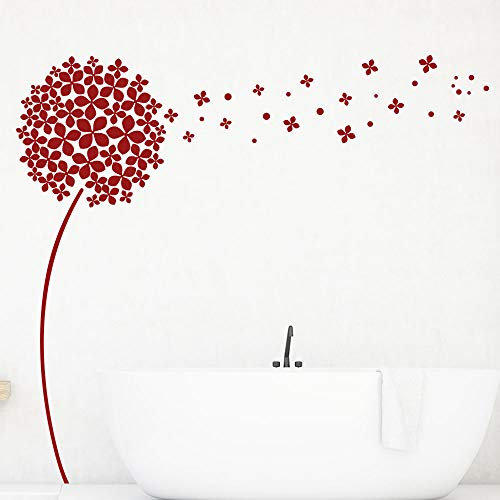 KLEBEHELD® Wandtattoo Pusteblume mit Blüten | Pflanze für Wohnzimmer, Flur, Eingang und Wohnbereich Farbe schwarz, Größe 100cm