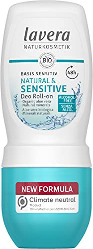 lavera Deo Roll-On basis sensitiv Natural & Sensitive NATURAL & SENSITIVE 48 h - vegan - natural cosmetics - organic aloe vera & natural minerals - without aluminum - 48 hours protection - 50 ml