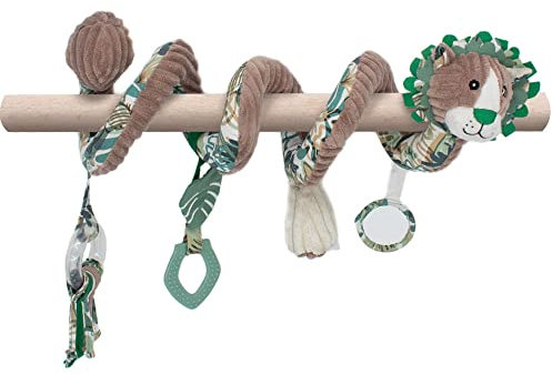 Les Deglingos – Aktivitäts-Spirale Jelekros der Löwe – Spielzeug für Babys mit Sound und Touch – 1 Stück – Beige – 40 cm ausgebreitet