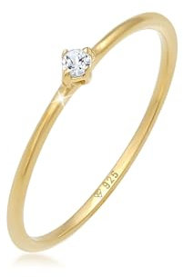 Elli Ring PREMIUM Ring Damen Stapel Solitär Elegant Filigran mit Topas Edelstein in 925 Sterling Silber Vergoldet