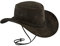 Leatherick Wasserdichter Cowboyhut Echtes Wildleder Schwarz & Dunkelbraun Aussie Style Western Outback Leder Bush Hut (S, Dunkelbraun)