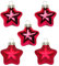 Inge Glas Magic Mini-Weihnachtskugeln Sterne 4cm 8 STK | Weihnachtsbaumanhänger Sterne aus Glas | in Karton-Box (Ochsenblut | rot Glanz matt)