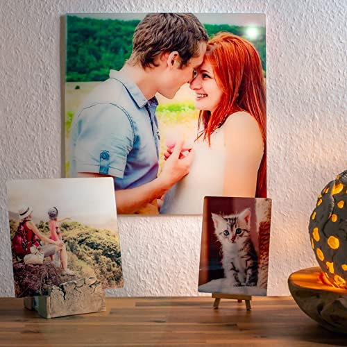 Echtglasbild Foto personalisiert Glasbild Wandbild Geschenk Erinnerung | Bruchsicheres Echtglasbild mit Wunschfoto und klarer Glasoptik als Fotogeschenk für Wohnzimmer Schlafzimmer 40 x 40 cm