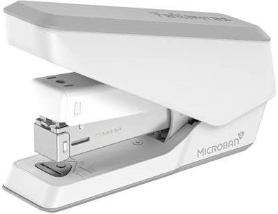 Fellowes Tacker LX840 Easy-Press Hefter mit Microban Technologie - 25 Blatt Kapazität - kompaktes Halbstreifen Heftgerät für 24/6mm und 26/6mm Hefklammern - Weiß - 1 Stück
