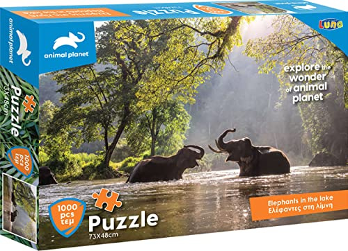 Luna Puzzle Animal Planet Tierpuzzle Elefanten im See 1000-tlg. Format 73 x 48 cm