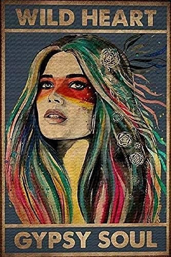 Blechschild Gypsy Girl Nostalgic Tin Signs Funny Poster Art Wall Decor for Pub Bar Vintage Wall Stickers 20,3 x 30,5 cm