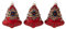 Holyart 3-er Set, Weihnachtsbaumkugeln aus mundgeblasenem Glas, Glockenform, Grundfarbe Rot, mit blauen Verzierungen