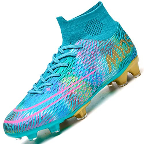 WOWEI Fußballschuhe Herren High Top Spike Cleats Professionelle Fussballschuhe Kinder Herren Outdoor Athletics Spikes Trainingsschuhe Turnschuhe Sport (LND-J1, 43EU)