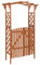 TEWTX7 Rosenbogen mit Tür Spalier Rankhilfe für Kletterpflanzen Laubengang Holz Torbogen, Garten Kletterpflanzen, Torbogen Massivholz, Wetterfest, 116x40x204 cm Braun, RXZER23