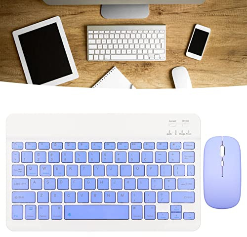 Bewinner Kabelloses Tastatur und Maus Set 10 Zoll, Ultradünne, Ergonomische Bluetooth-schnurlose, Leise Tastatur Maus Kombination, USB Aufladung, für Laptop(Lila)