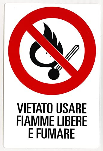TIESSE - VIETATO USARE FIAMME LIBERE E FUMARE - Cartello (non adesivo) Forex (PVC espanso) - Dimensione: 120x180 mm - MADE IN ITALY