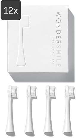 Wondersmile Ersatzbürsten Schallzahnbürste (Soft, All White, 12er Pack) - Bürstenköpfe für Wondersmile Schallzahnbürste