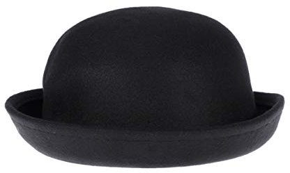 TENDYCOCO Fedora-hut für Damen Schwarzer Woll-kuppelhut Aufrollbarer Bowler-hut Modischer Bowler-hut
