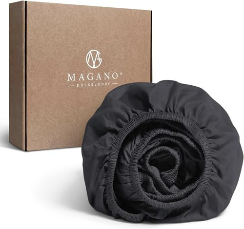 MAGANO® Premium Spannbettlaken 160x200 Grau | Weich & Bügelfrei | Hypoallergen & Atmungsaktiv | Spannbetttuch Bettlaken 160x200cm | Anthrazit Dunkelgrau