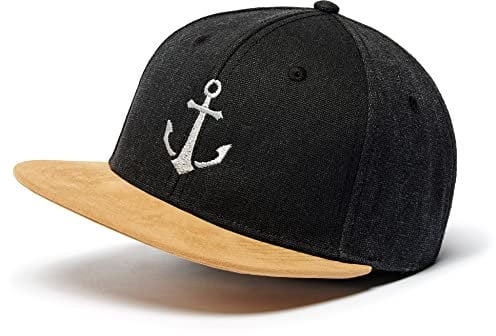 Cap Herren Snapback : Anker - Basecap Herren & Damen Baseball Cap Kappe Mütze Cappy Kappi mit Anker Männer Schwarz (Vintage Black)