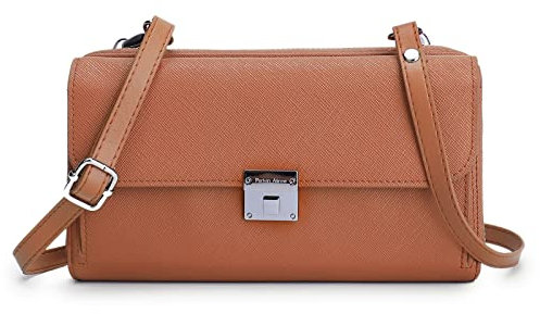 Perlvin Alinne Kleine Handy Umhängetasche Damen echtes Leder RFID Blockierende Geldbörse Umhängetasche für Handy