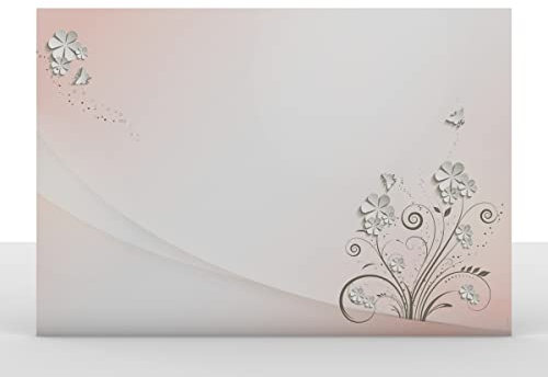 Design-Schreibtischunterlage White Flowers aus Papier DIN A2 | mit extra Kalender-/Notizblatt 2024 und 2025 | Notiz Unterlage | Abreissblock