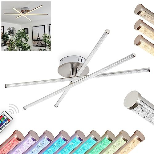 LED Deckenleuchte Noppa, dimmbare Deckenlampe aus Metall/Kunststoff in Chromfarben/Nickel-matt/Weiß/Glitzer, verstellbar m. RGB Farbwechsler & Fernbedienung, 3000 Lumen, 3000 Kelvin, 3 x LED 9 Watt