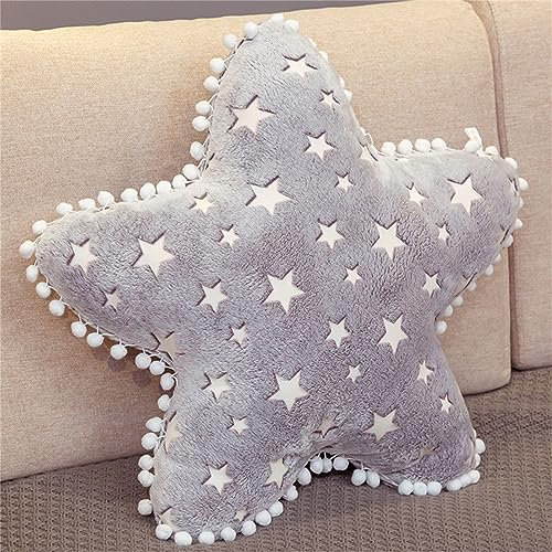 Sarah Duke Kuschelkissen Kinder Wolken Stern Mond Kissen Plüschkissen Weiches Flauschiges Kopfkissen Leuchtende Kissen 40cm Pillow Zierkissen Sofakissen für Kinderzimmer Decor (Stern)