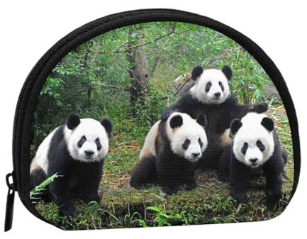 Porte-monnaie portable imprimé sur toute la largeur pour haltérophilie, pratique pour un usage quotidien, Adorable panda, Taille unique, Pochette à monnaie