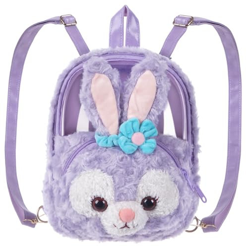 CoolChange Plüsch Ita bag Mini Rucksack mit transparentem Sichtfenster im StellaLou Design | 20x25cm | Violett