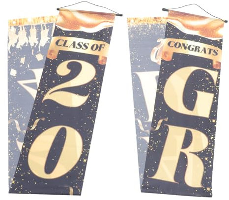 Warmhm 1 Paar Abschluss-Couplet Herzlichen Glückwunsch zum Absolventen-Banner Grad-Veranda-Schild-Banner Embleme Herzlichen Glückwunsch, Absolvent, Verandaschild draussen